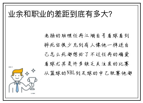 业余和职业的差距到底有多大？